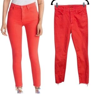 MOTHER High Rise Jeans in Vivid Coral